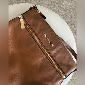 Michael Kors Brown Leather Crossbody Bag.